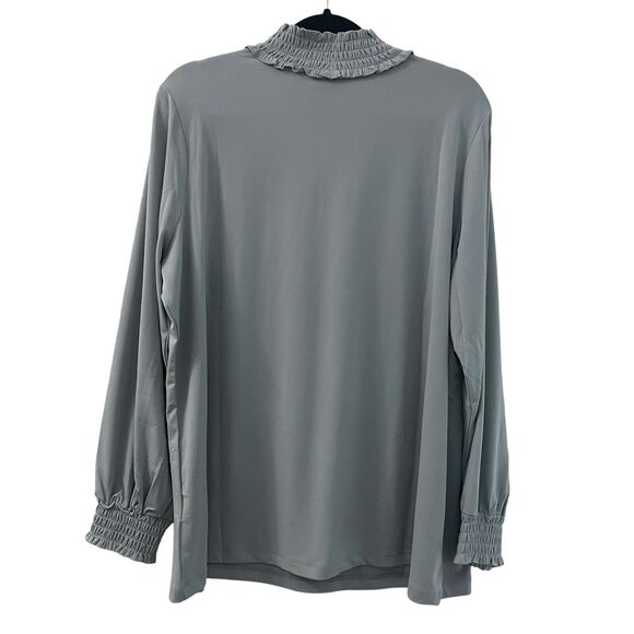 Susan Graver Blouse Women’s Size 1X Gray Mock Neck Stretchy Casual Office - Picture 4 of 6